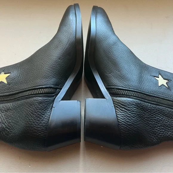 MODERN VICE Golden Bolt Black & Metallic Gold Leather Ankle Boots Size EU 35/US5 - Picture 5 of 16